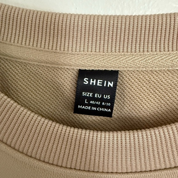 Oversized Beige Floral Graphic Sweater, Size Large - Picture 3 of 4